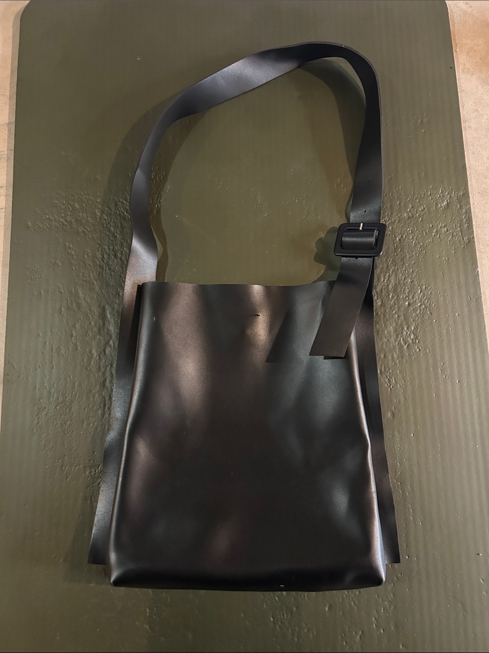 Black Leather Bag - Minimalist Shoulder Bag